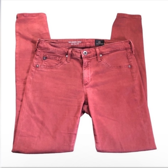 AG Adriano Goldschmied Legging Ankle Super Skinny Jeans Sulphur Red/Rust Size 27 - Picture 1 of 9